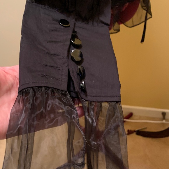 Clocolor Chic Black Ruffled Women's Blouse very Detailed with lace up back - Picture 7 of 16